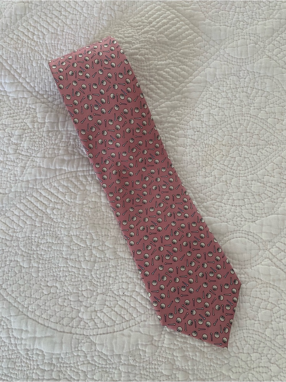 Izod Tie Pink Golf Print Silk